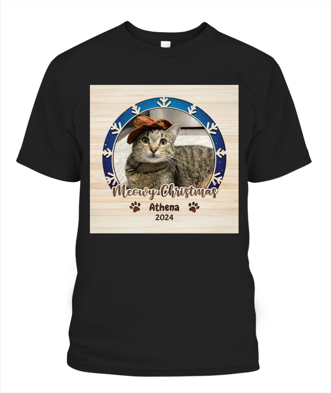 Personalized Christmas Cat Shirt - Custom Pet Photo & Name Gift for Cat Lovers