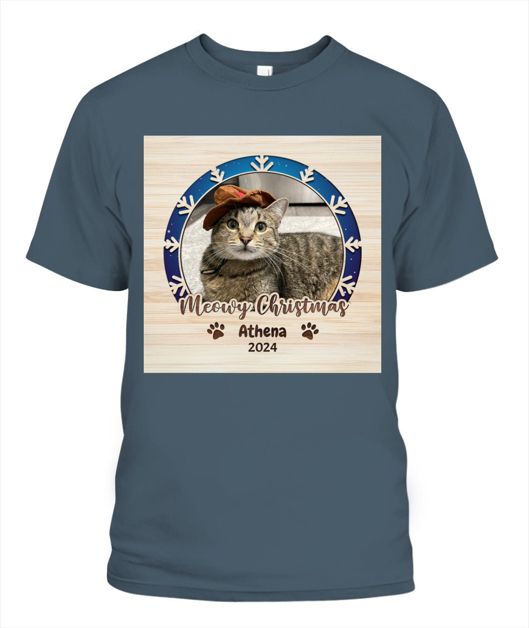 Personalized Christmas Cat Shirt - Custom Pet Photo & Name Gift for Cat Lovers