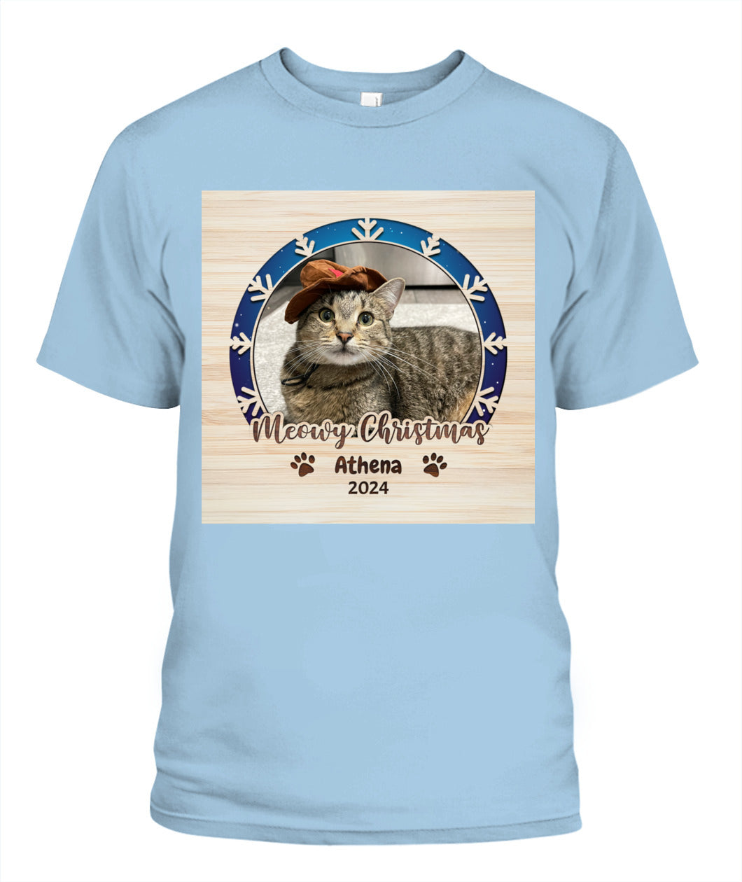Personalized Christmas Cat Shirt - Custom Pet Photo & Name Gift for Cat Lovers
