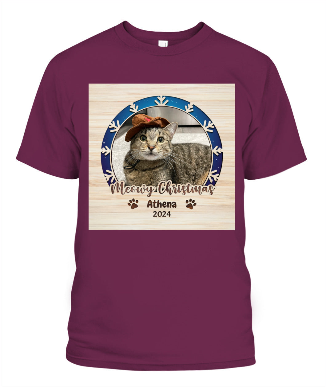 Personalized Christmas Cat Shirt - Custom Pet Photo & Name Gift for Cat Lovers