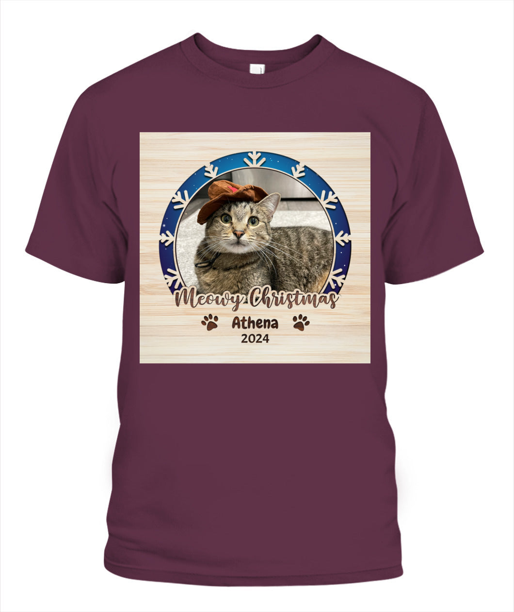 Personalized Christmas Cat Shirt - Custom Pet Photo & Name Gift for Cat Lovers