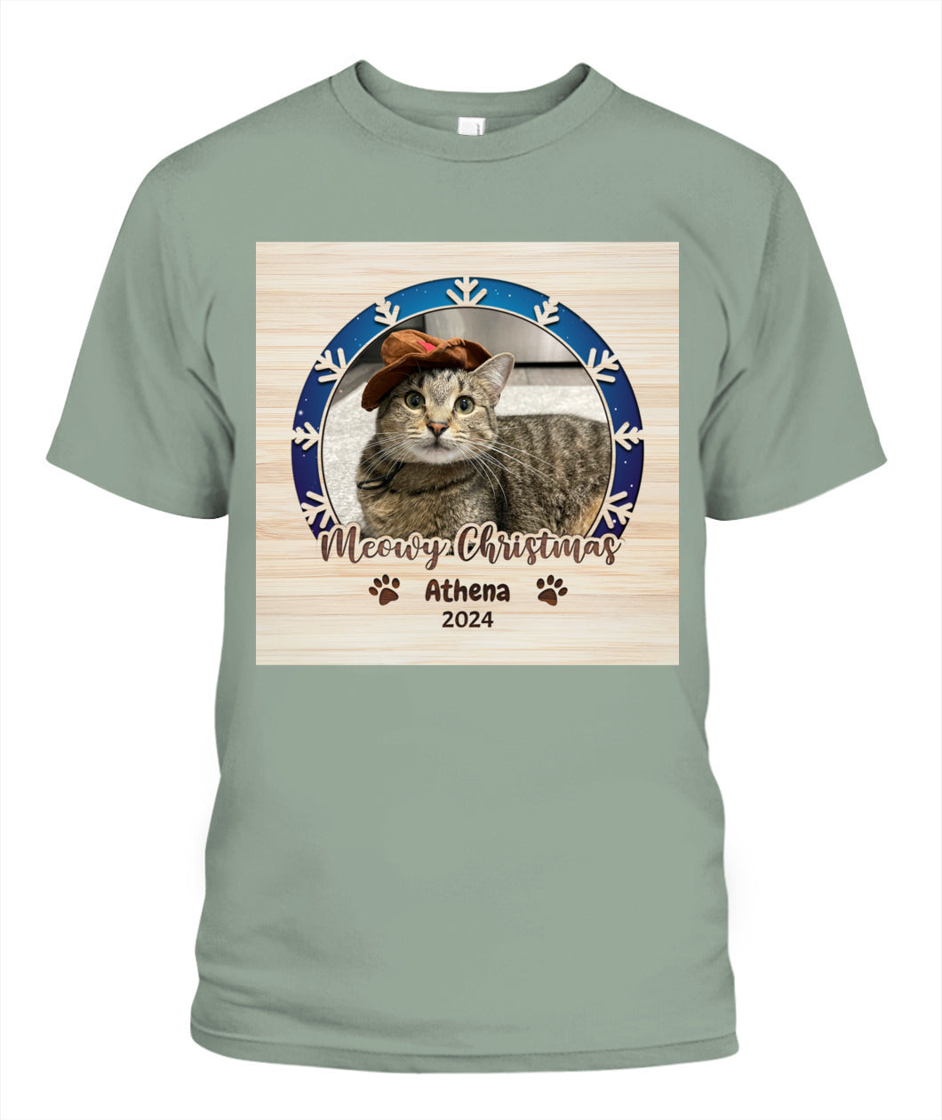 Personalized Christmas Cat Shirt - Custom Pet Photo & Name Gift for Cat Lovers