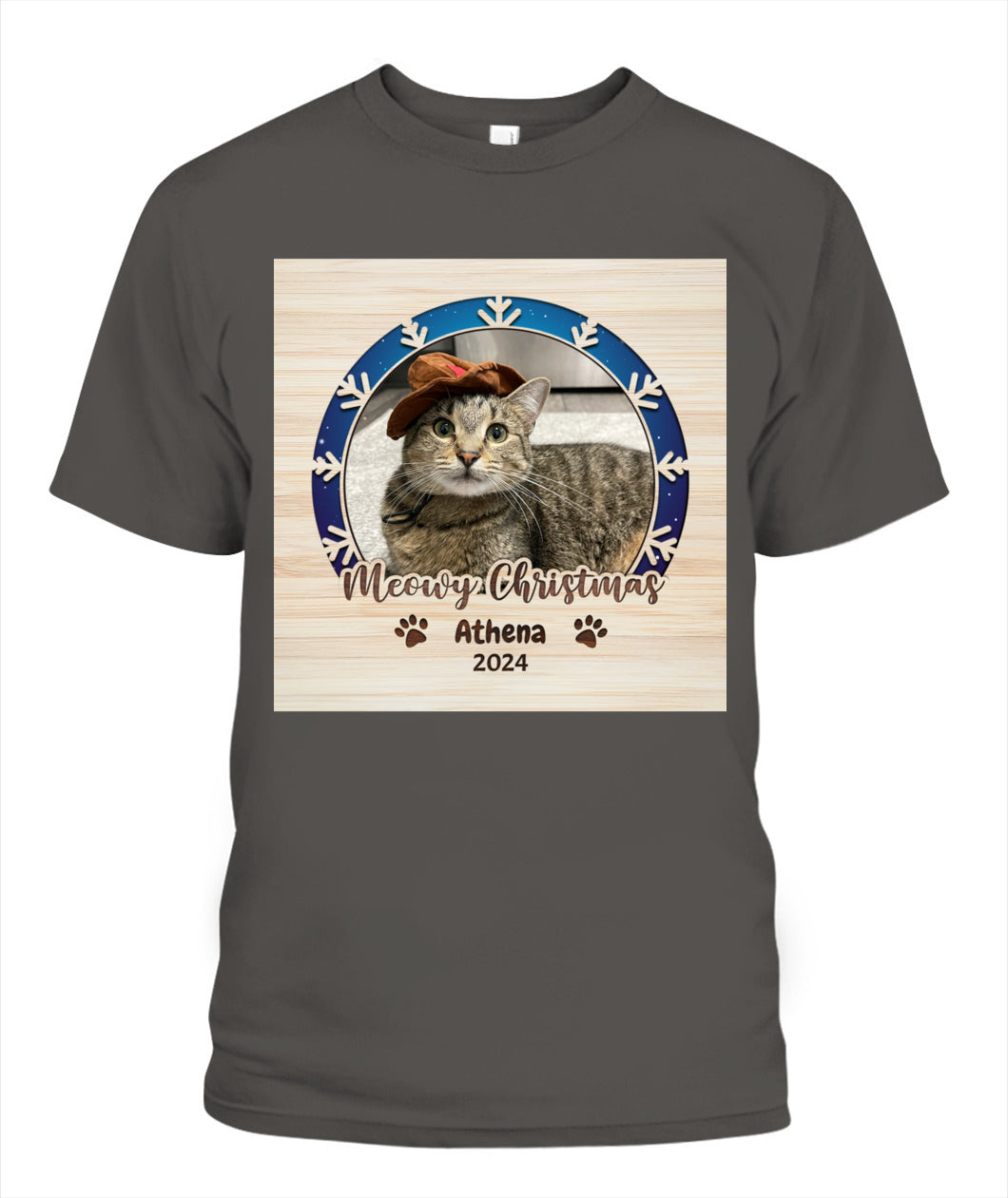 Personalized Christmas Cat Shirt - Custom Pet Photo & Name Gift for Cat Lovers