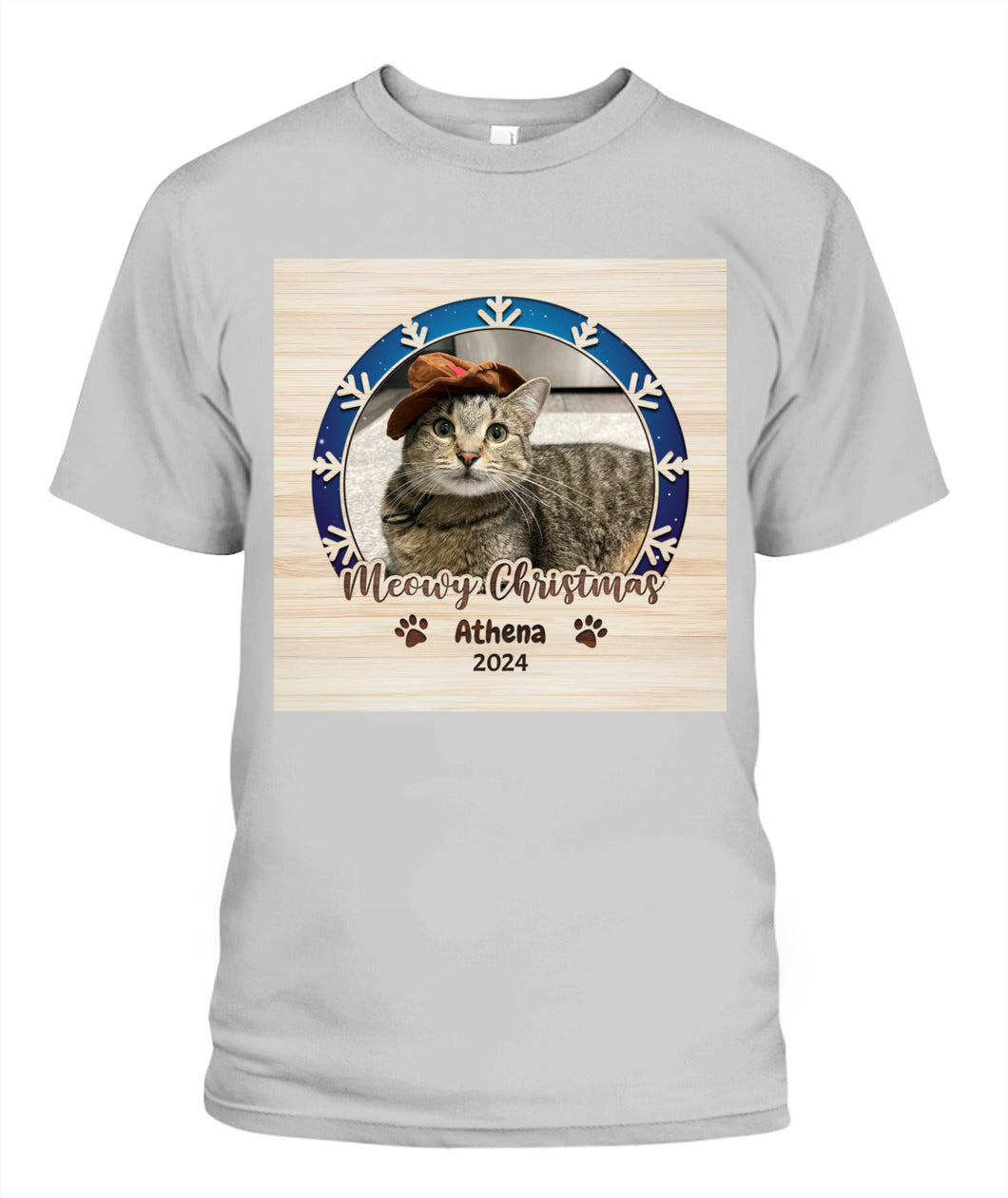 Personalized Christmas Cat Shirt - Custom Pet Photo & Name Gift for Cat Lovers