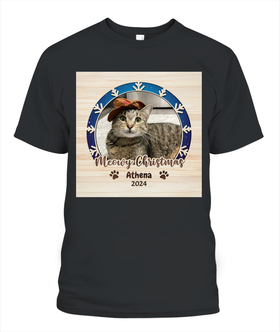 Personalized Christmas Cat Shirt - Custom Pet Photo & Name Gift for Cat Lovers