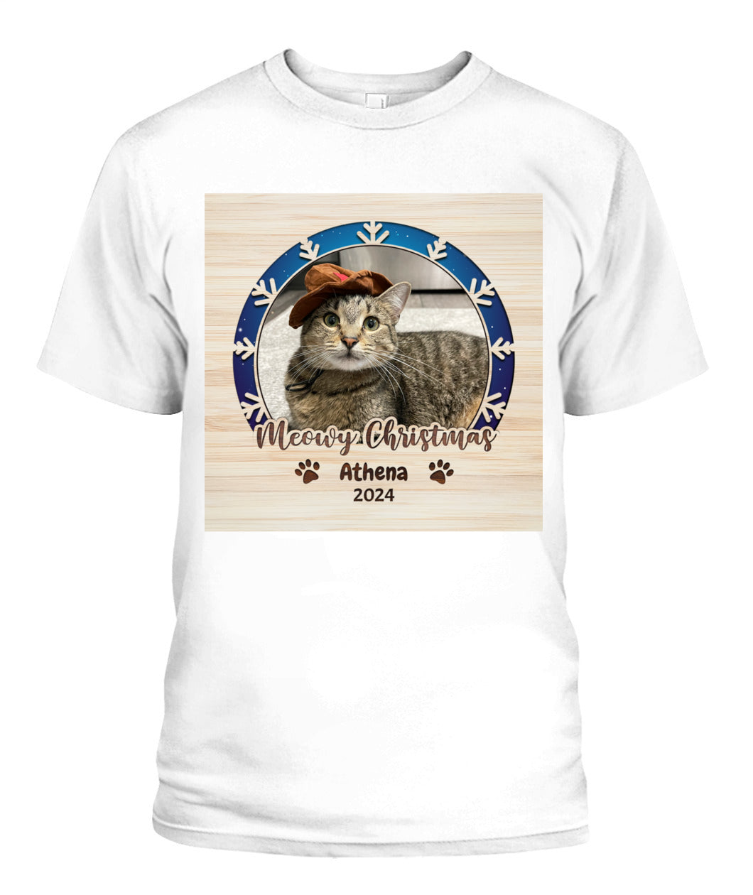 Personalized Christmas Cat Shirt - Custom Pet Photo & Name Gift for Cat Lovers