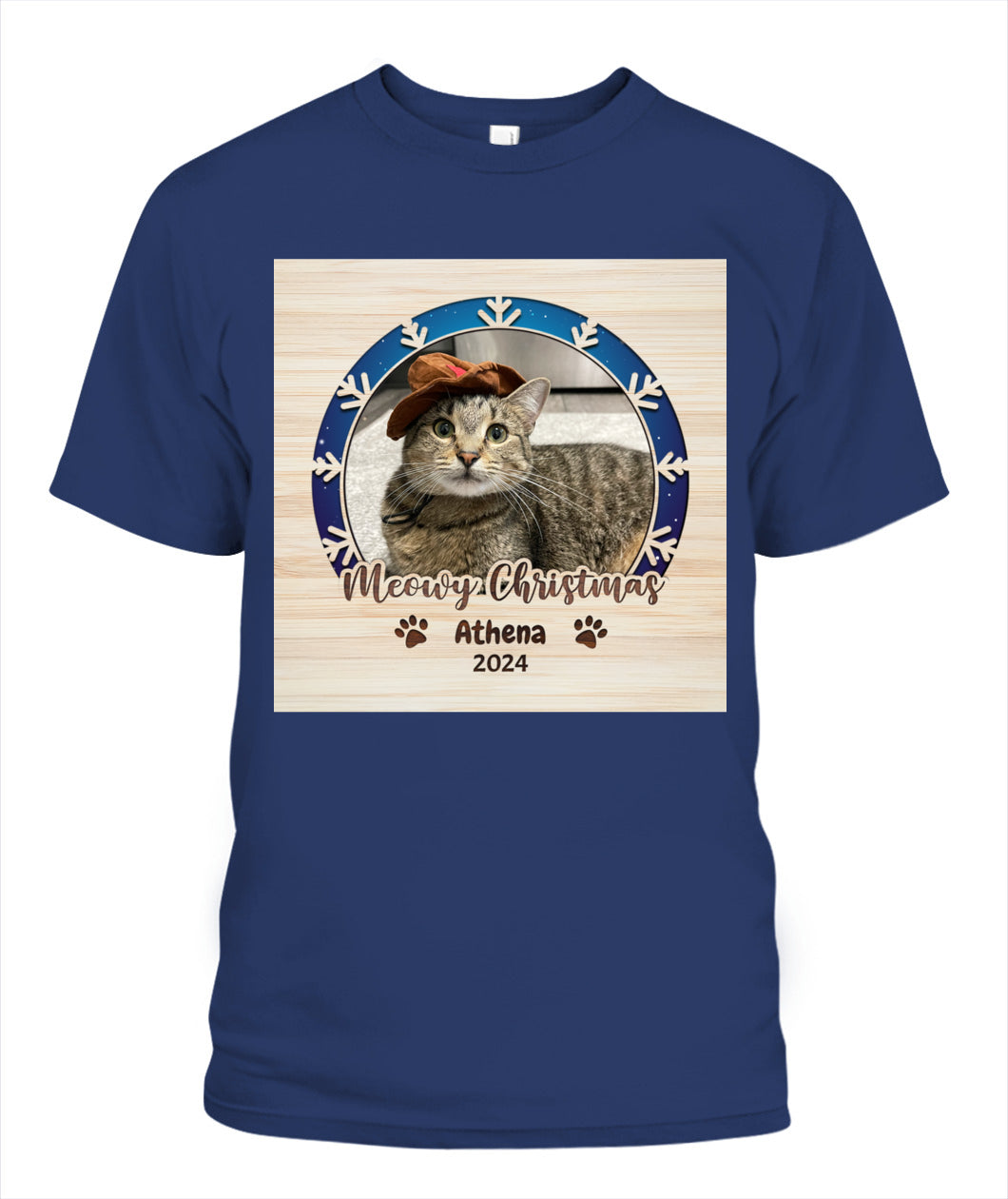 Personalized Christmas Cat Shirt - Custom Pet Photo & Name Gift for Cat Lovers