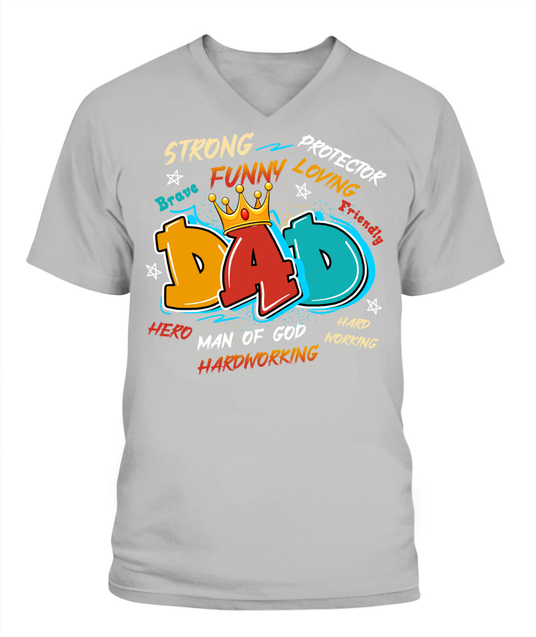 Dad Typography T-Shirt – Crown Design with Traits | Funny Father’s Day Gift for Hero Dad