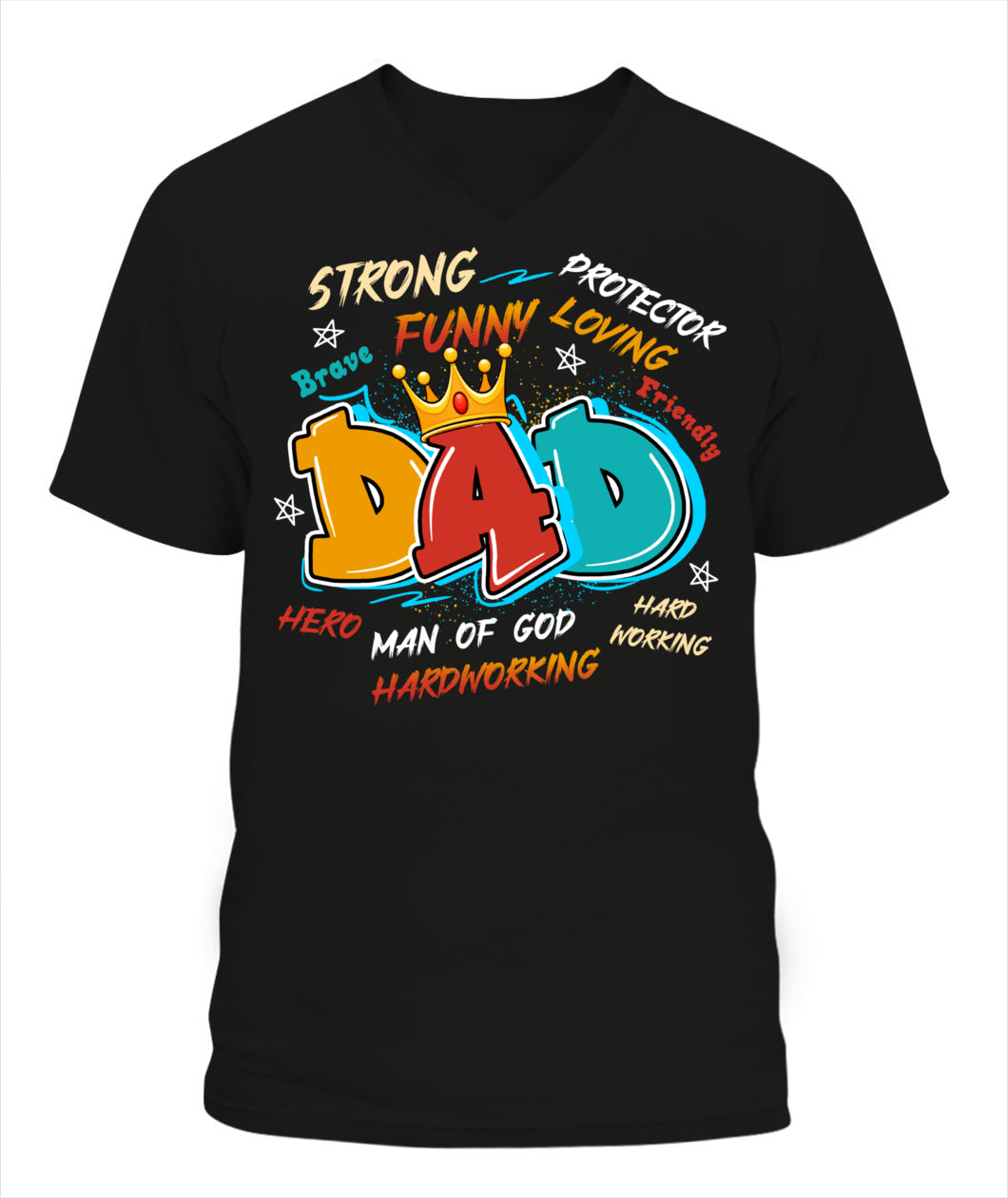 Dad Typography T-Shirt – Crown Design with Traits | Funny Father’s Day Gift for Hero Dad