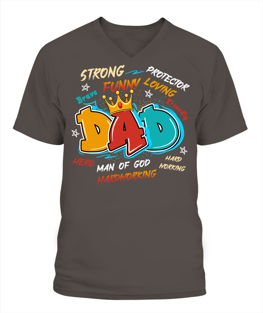 Dad Typography T-Shirt – Crown Design with Traits | Funny Father’s Day Gift for Hero Dad