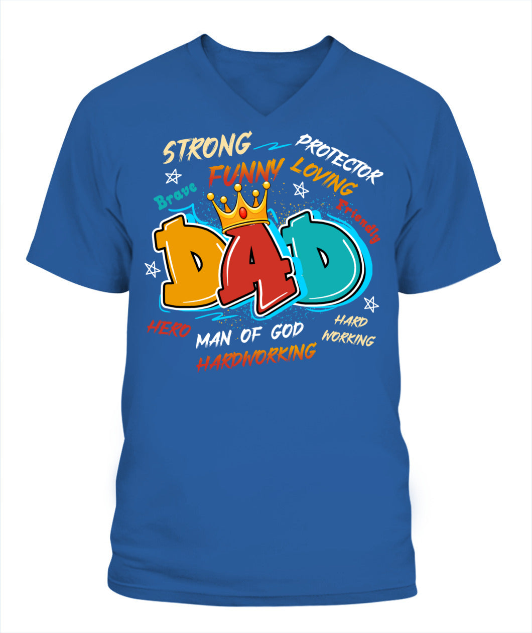 Dad Typography T-Shirt – Crown Design with Traits | Funny Father’s Day Gift for Hero Dad