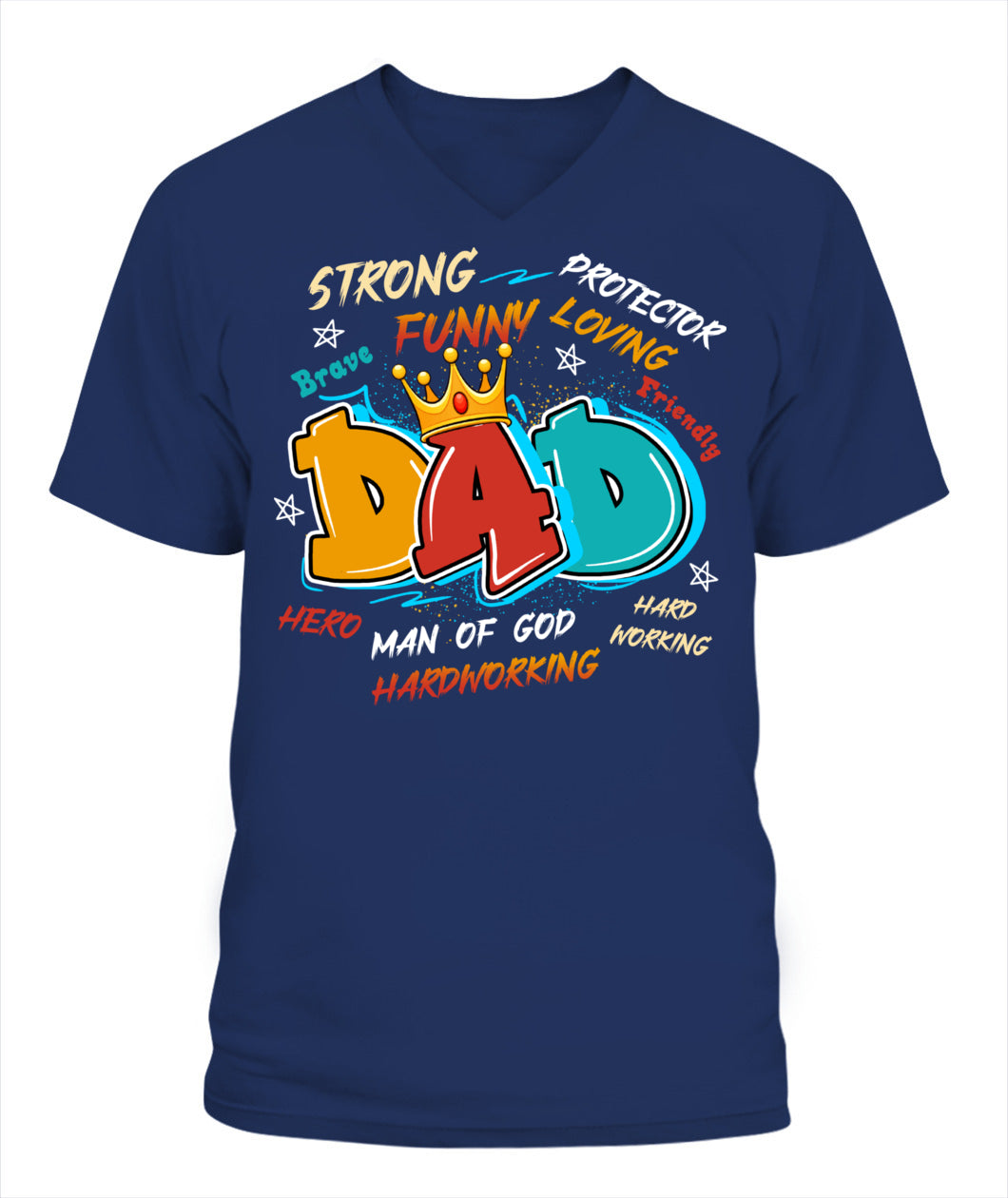 Dad Typography T-Shirt – Crown Design with Traits | Funny Father’s Day Gift for Hero Dad