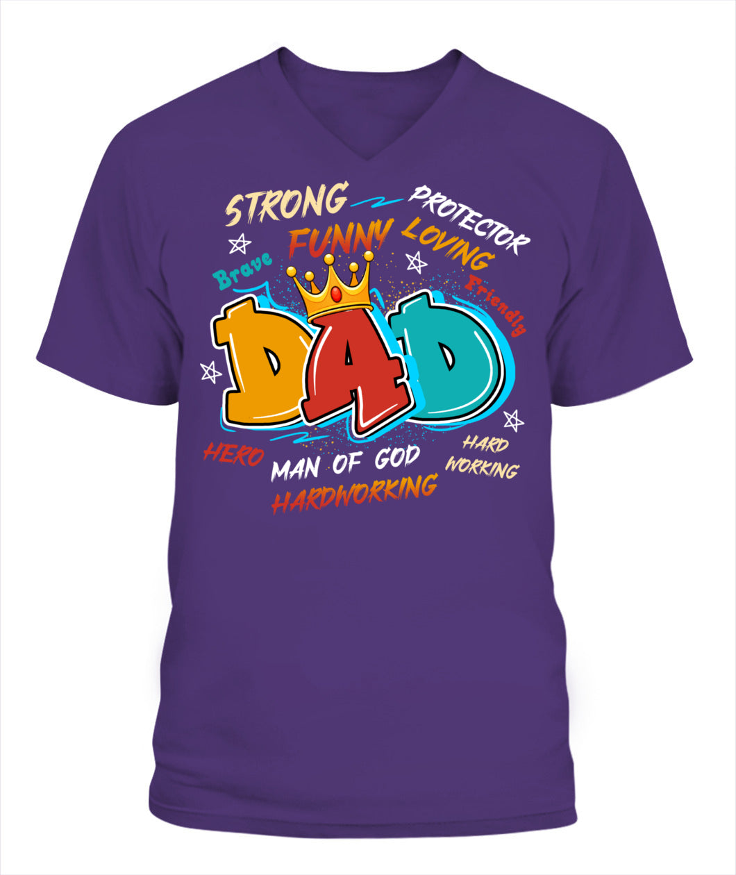 Dad Typography T-Shirt – Crown Design with Traits | Funny Father’s Day Gift for Hero Dad
