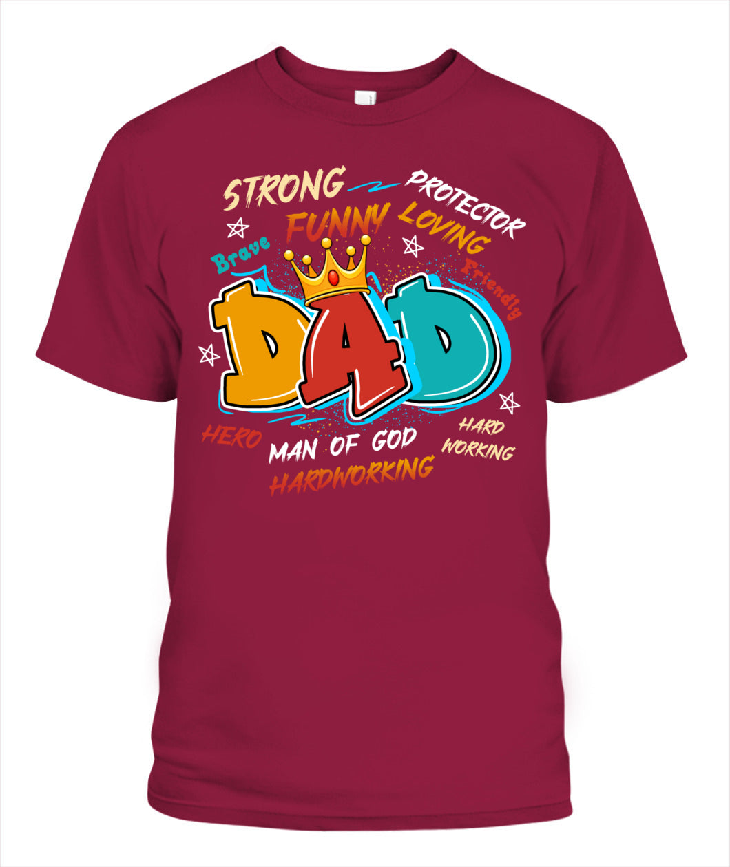Dad Typography T-Shirt – Crown Design with Traits | Funny Father’s Day Gift for Hero Dad