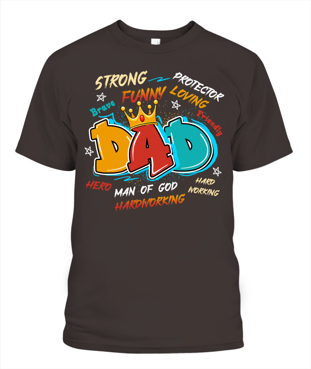 Dad Typography T-Shirt – Crown Design with Traits | Funny Father’s Day Gift for Hero Dad