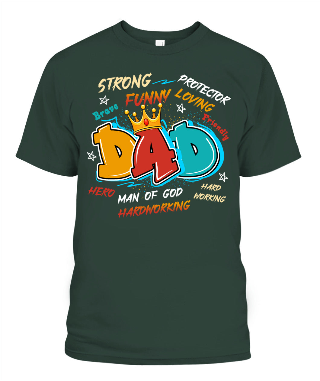 Dad Typography T-Shirt – Crown Design with Traits | Funny Father’s Day Gift for Hero Dad