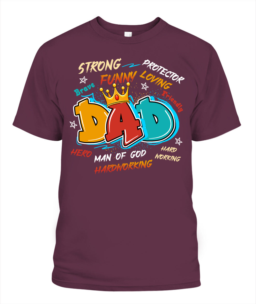 Dad Typography T-Shirt – Crown Design with Traits | Funny Father’s Day Gift for Hero Dad