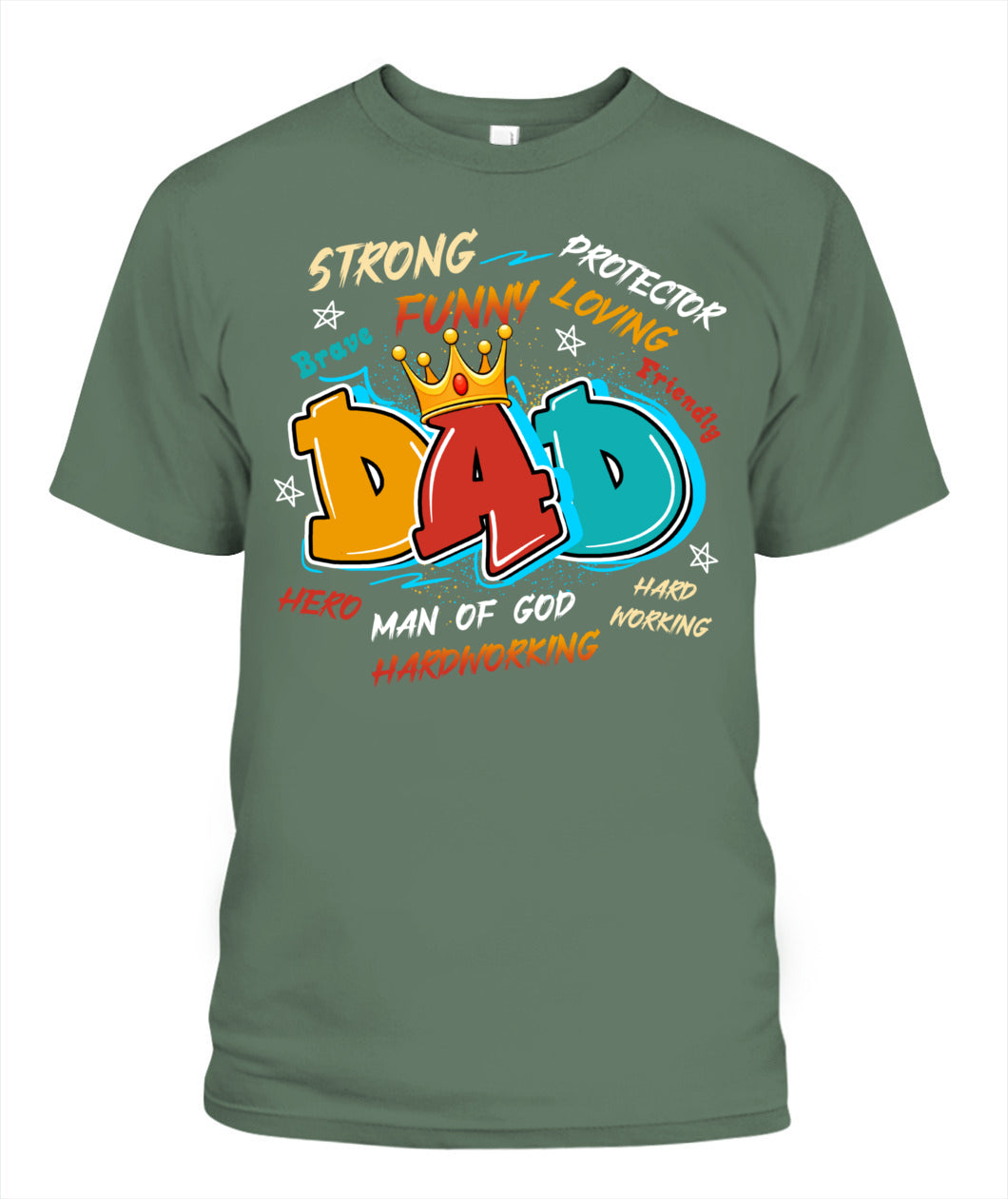 Dad Typography T-Shirt – Crown Design with Traits | Funny Father’s Day Gift for Hero Dad