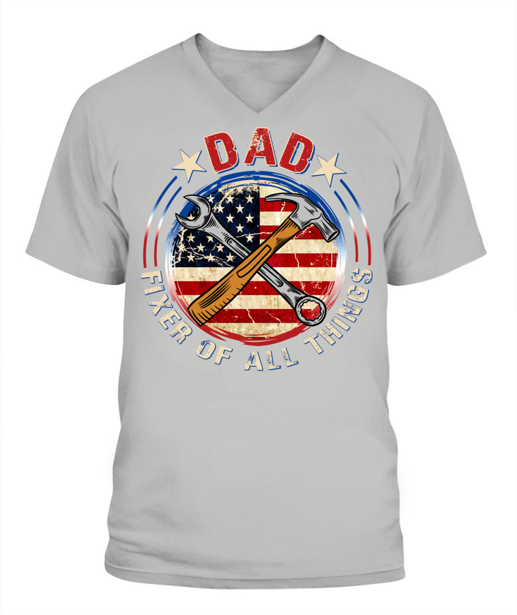 Dad Fixer of All Things T-Shirt – American Flag Tool Graphic Tee for Father’s Day
