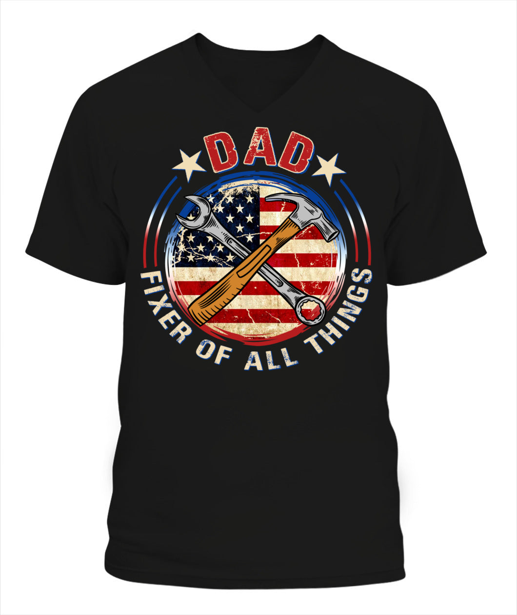 Dad Fixer of All Things T-Shirt – American Flag Tool Graphic Tee for Father’s Day