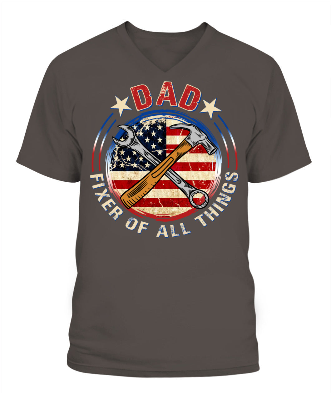 Dad Fixer of All Things T-Shirt – American Flag Tool Graphic Tee for Father’s Day