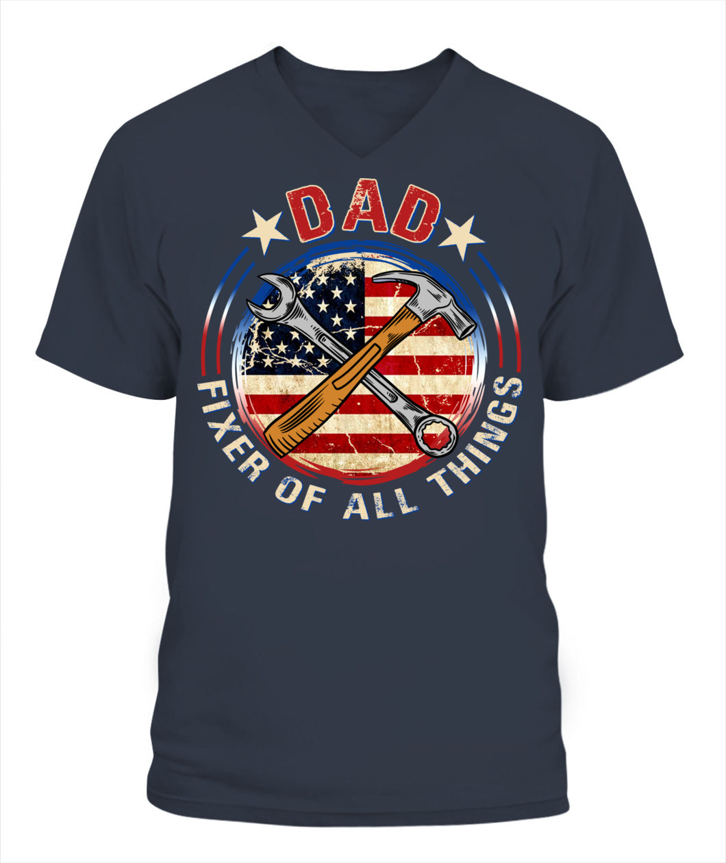 Dad Fixer of All Things T-Shirt – American Flag Tool Graphic Tee for Father’s Day