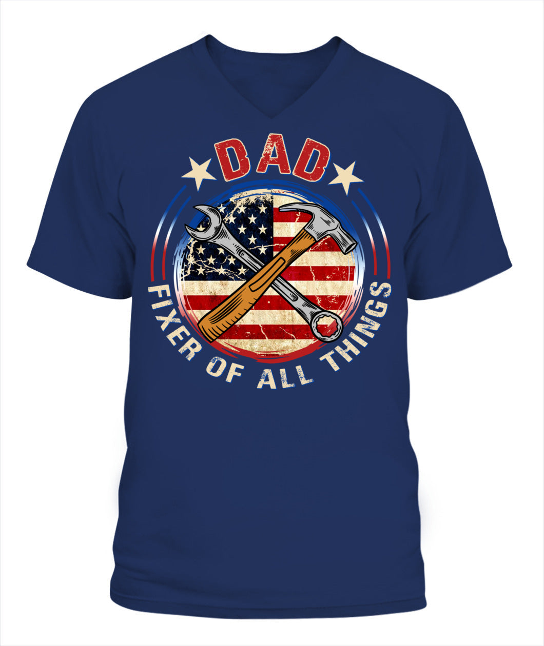 Dad Fixer of All Things T-Shirt – American Flag Tool Graphic Tee for Father’s Day