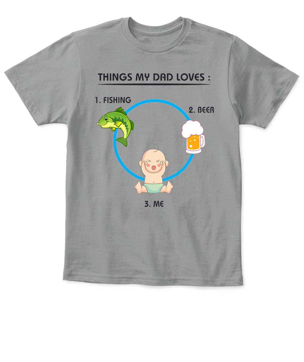 Funny Dad T-Shirt – Things My Dad Loves: Fishing, Beer & Me