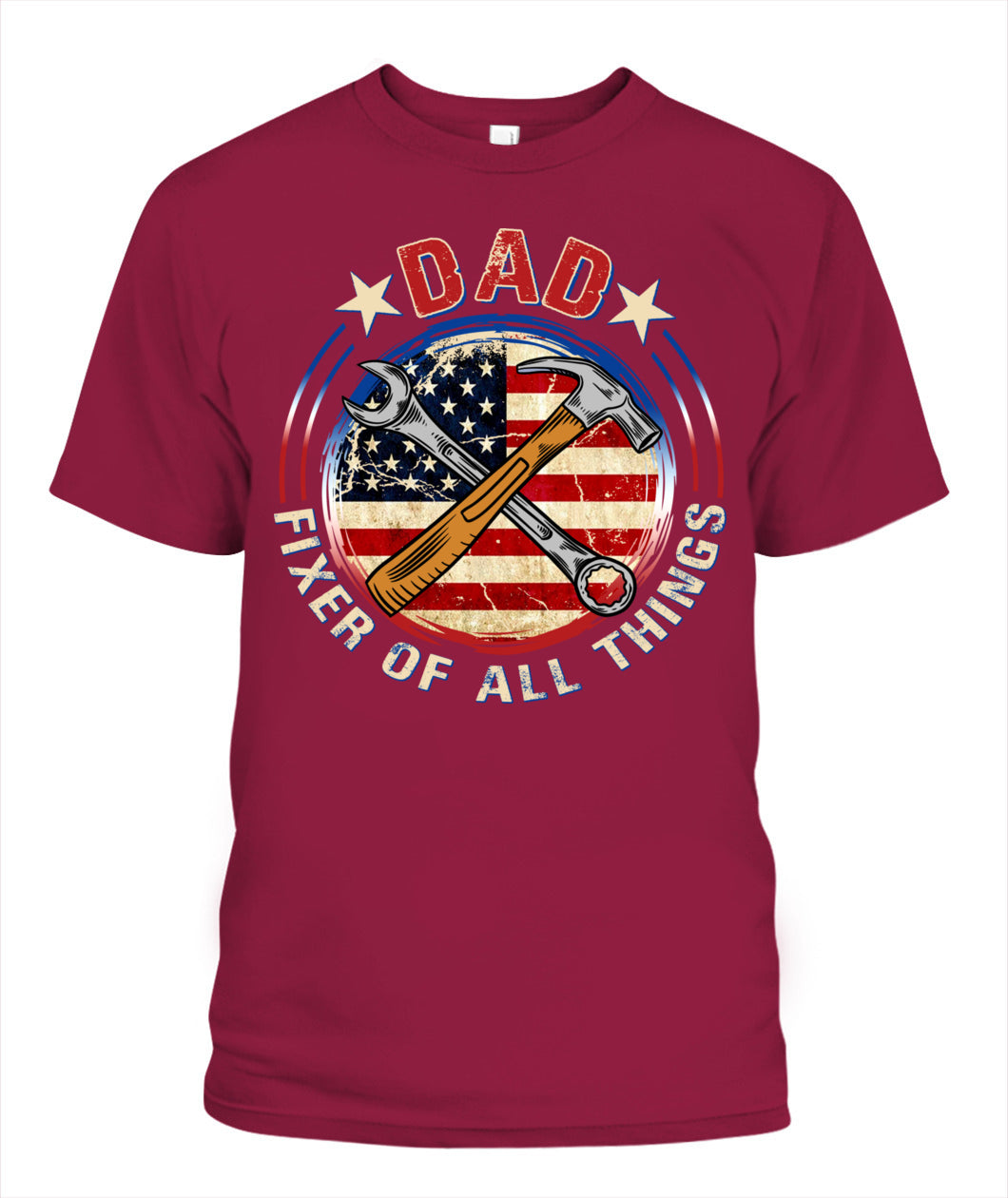Dad Fixer of All Things T-Shirt – American Flag Tool Graphic Tee for Father’s Day