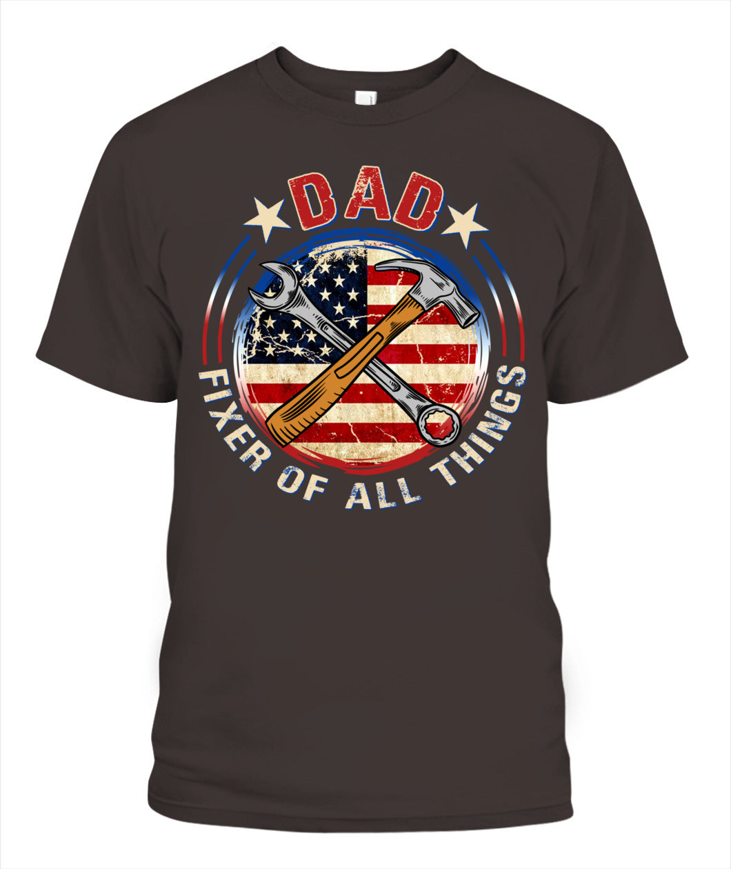 Dad Fixer of All Things T-Shirt – American Flag Tool Graphic Tee for Father’s Day