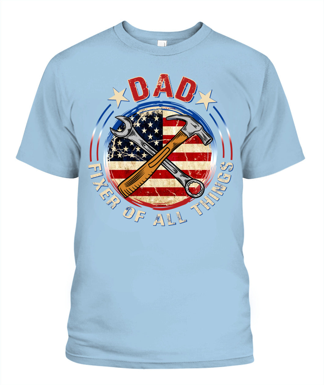 Dad Fixer of All Things T-Shirt – American Flag Tool Graphic Tee for Father’s Day