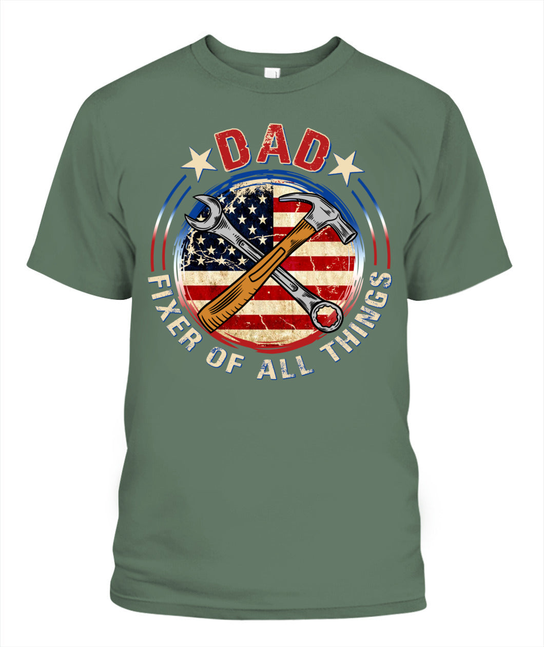 Dad Fixer of All Things T-Shirt – American Flag Tool Graphic Tee for Father’s Day