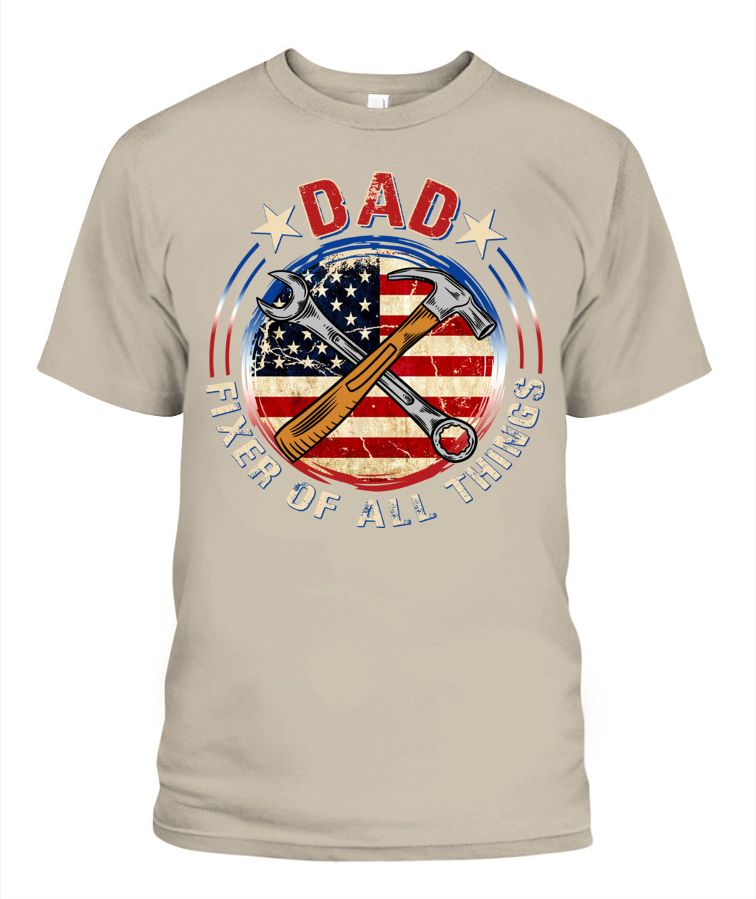 Dad Fixer of All Things T-Shirt – American Flag Tool Graphic Tee for Father’s Day