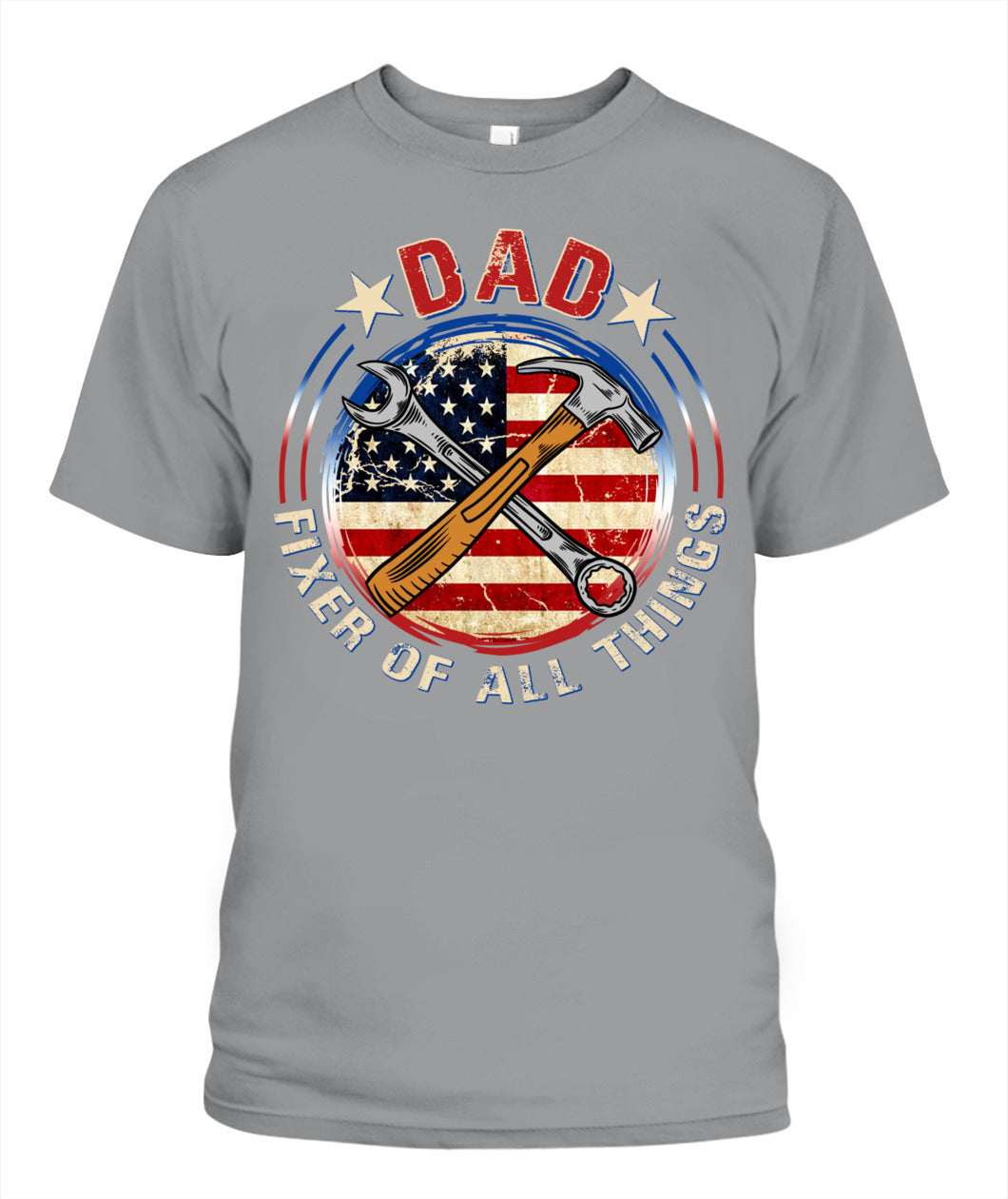 Dad Fixer of All Things T-Shirt – American Flag Tool Graphic Tee for Father’s Day