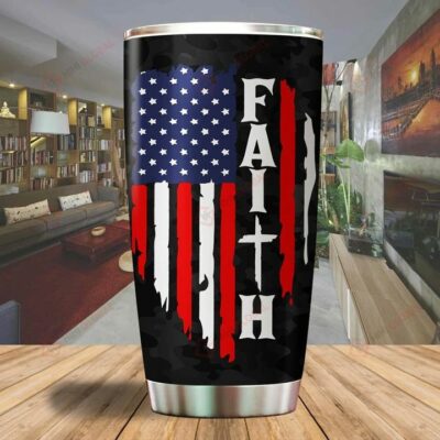 Faith American Flag 20oz 30oz Travel Tumbler TB422