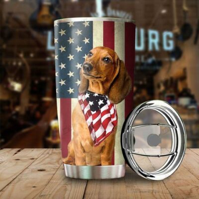Dachshund Dog American Flag 20oz 30oz Travel Tumbler TB1026