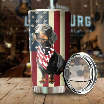Dachshund Dog American Flag 20oz 30oz Travel Tumbler TB1027