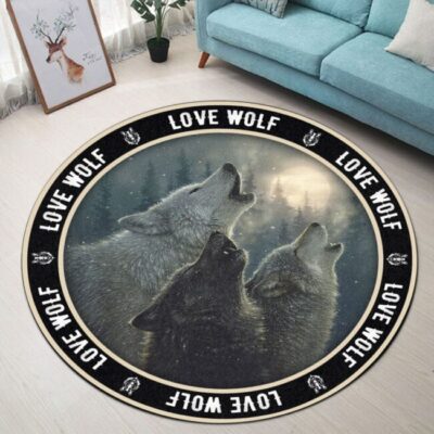 Love Wolf Round Carpet Rug - Round Rugs RG712
