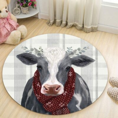 Cute Cow Round Carpet Rug - Round Rugs RG704